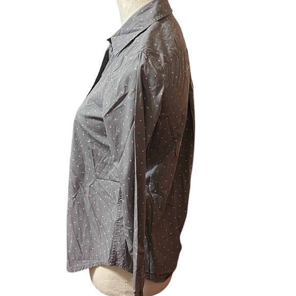 Banana Republic Gray With Pink Polka Dots Blouse - Picture 2 of 5